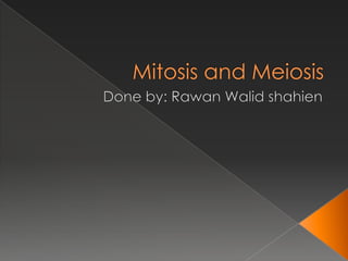 Mitosis and Meiosis Done by: RawanWalidshahien 