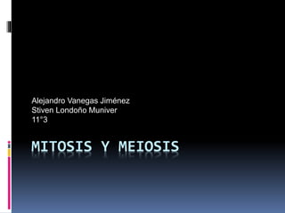 MITOSIS Y MEIOSIS
Alejandro Vanegas Jiménez
Stiven Londoño Muniver
11°3
 