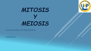 MITOSIS
Y
MEIOSIS
LICENCIATURA DE FISIOTERAPIA
GENETICA
 