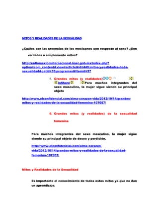 MITOS Y REALIDADES DE LA SEXUALIDAD | PDF