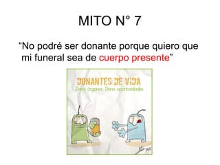 MITO N° 7
“No podré ser donante porque quiero que
mi funeral sea de cuerpo presente”
 