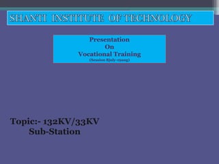 Presentation
On
Vocational Training
(Session 8july-19aug)

Topic:- 132KV/33KV
Sub-Station

 