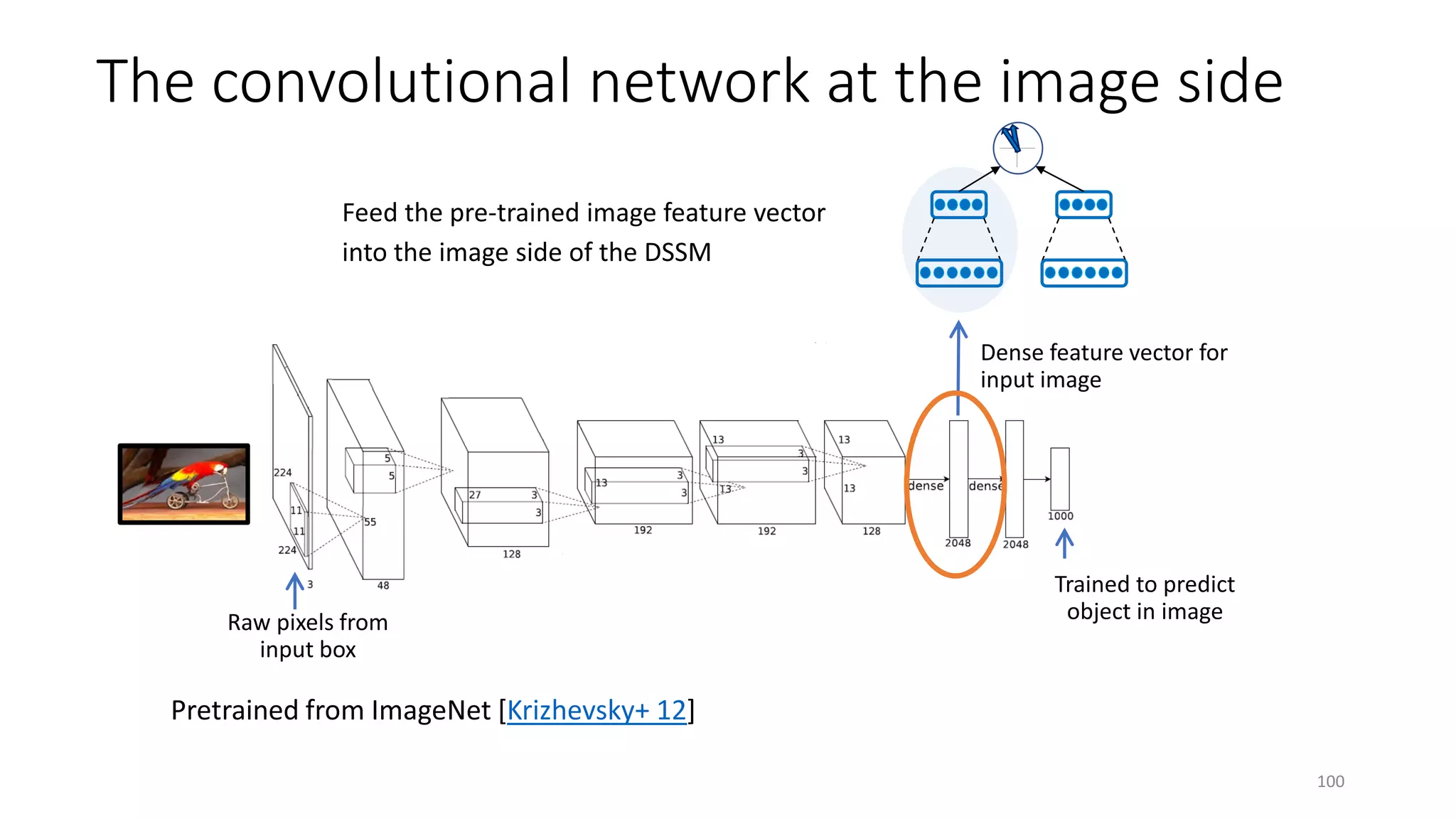 The convolutional network at the image side
Krizhevsky+ 12
100
 