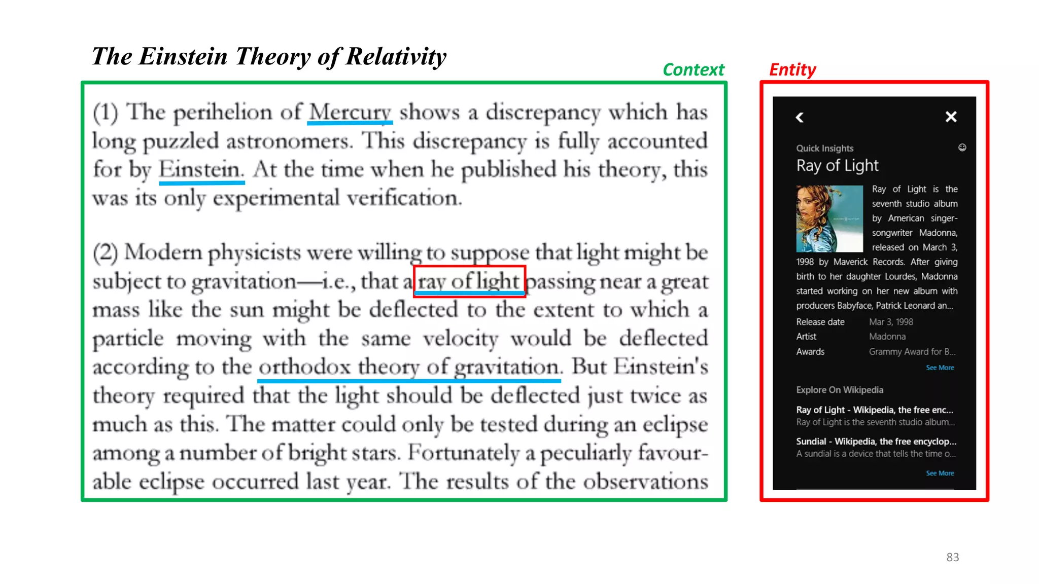 Context Entity
The Einstein Theory of Relativity
83
 