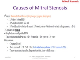 Causes of Mitral Stenosis
8/13/2019
Col. Malek Medical College, Manikganj
drtoufiq19711@yahoo.com
13
Mitral Stenosis
 