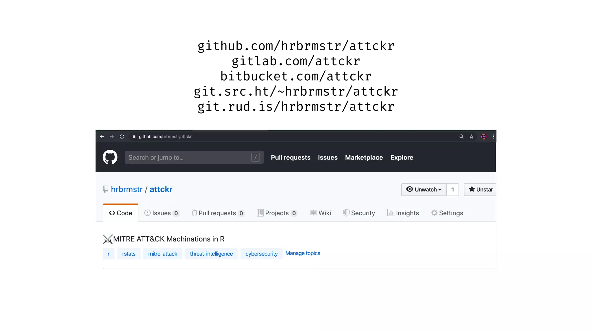 github.com/hrbrmstr/attckr
gitlab.com/attckr
bitbucket.com/attckr
git.src.ht/~hrbrmstr/attckr
git.rud.is/hrbrmstr/attckr
 