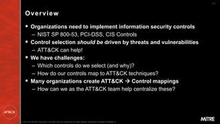 Mapping Cis Controls To Mitre Att Ck Mitre Att&Ckcon 2.0: Att&Ck Updates - Controls Mapping; Mike Long, Mi…