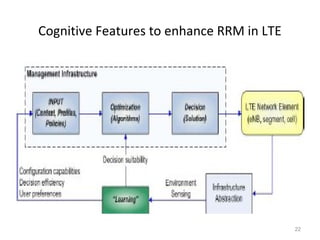 Cognitive Features to enhance RRM in LTE
22
 