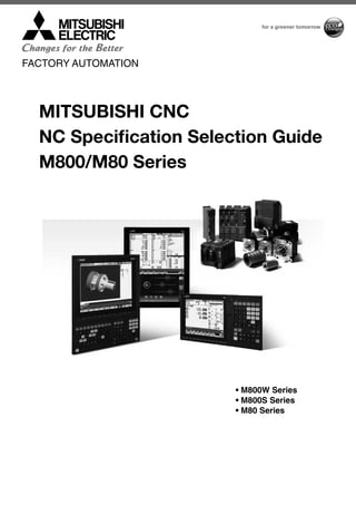 Mitsubishi Cnc Nc Specification Selection Guide M800 m80 Series 