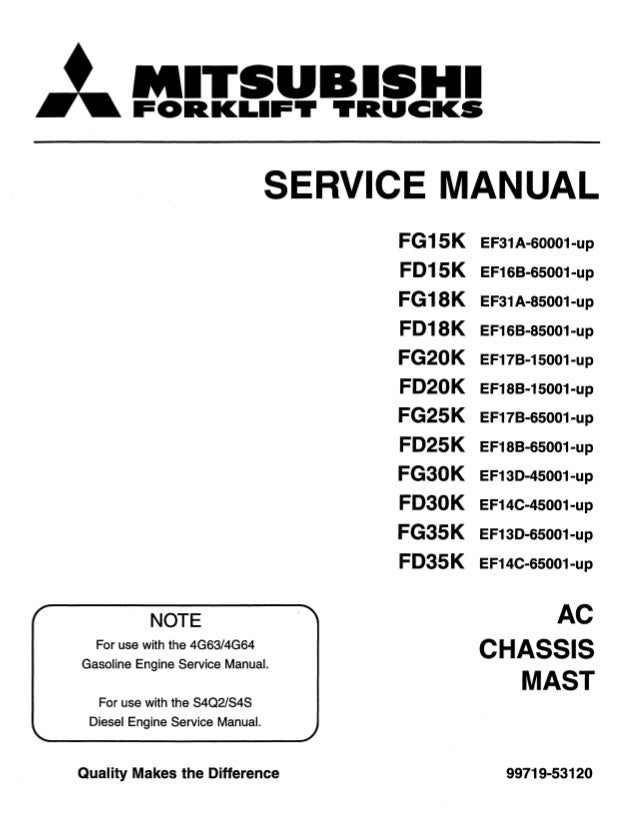 Mitsubishi Fg25 K Forklift Trucks Service Repair Manual Sn Ef17b 6500