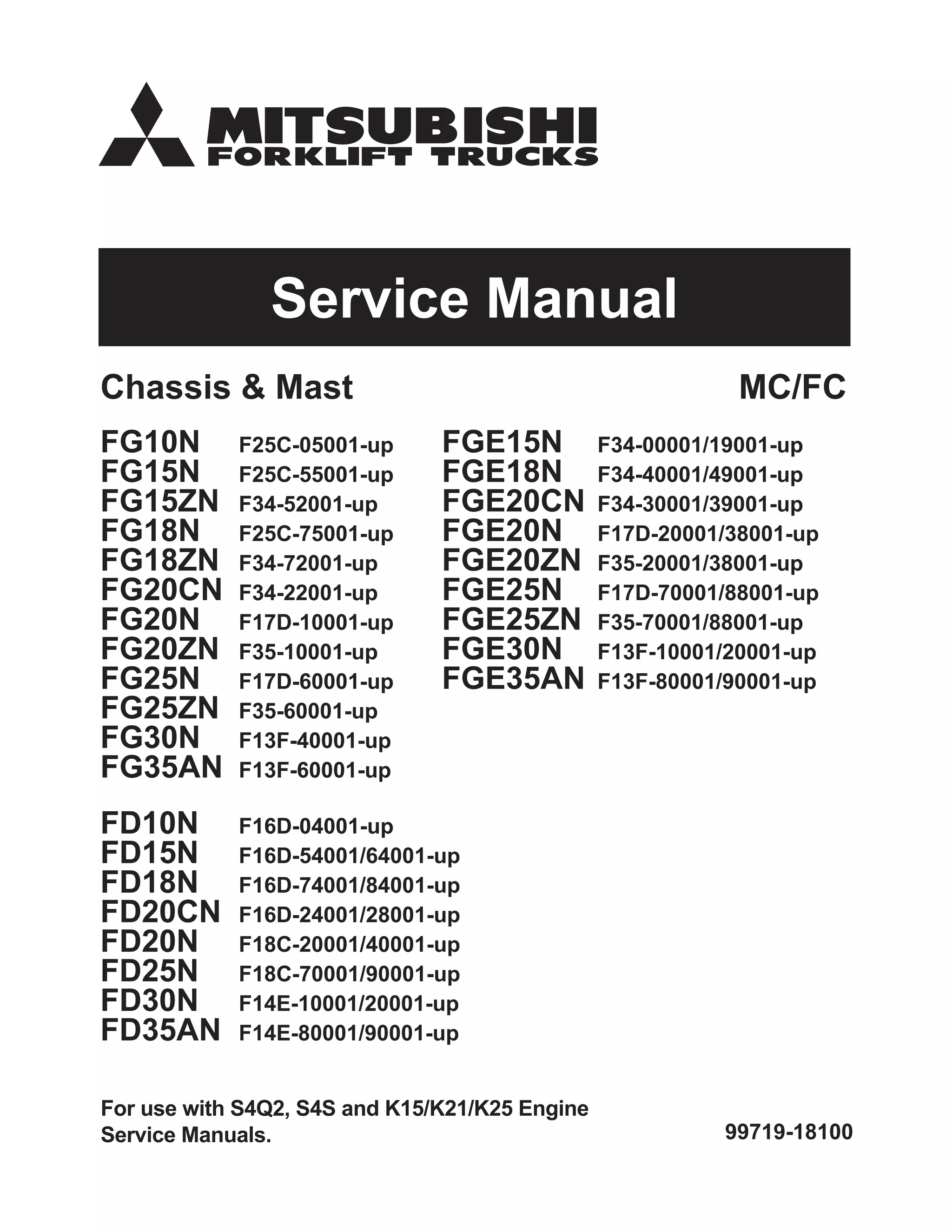 Mitsubishi fgc15 n forklift trucks chassis, mast and options