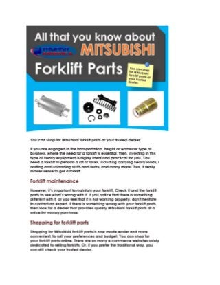 All that you know about Mitsubishi forklift parts