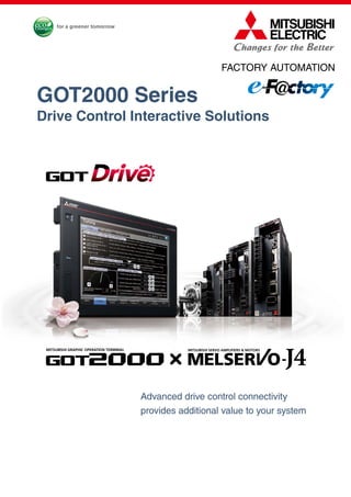 Advanced drive control connectivity
provides additional value to your system
FACTORY AUTOMATION
GOT2000 Series
Drive Control Interactive Solutions
 