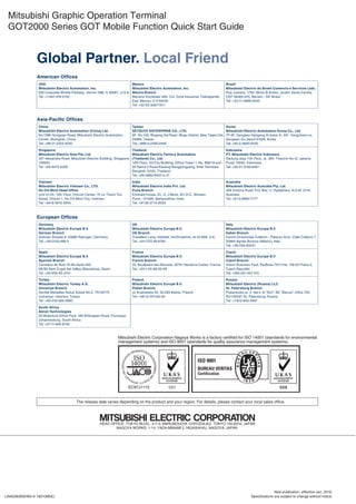 Mitsubishi graphic operation terminal got2000 series got mobile function quick start guide