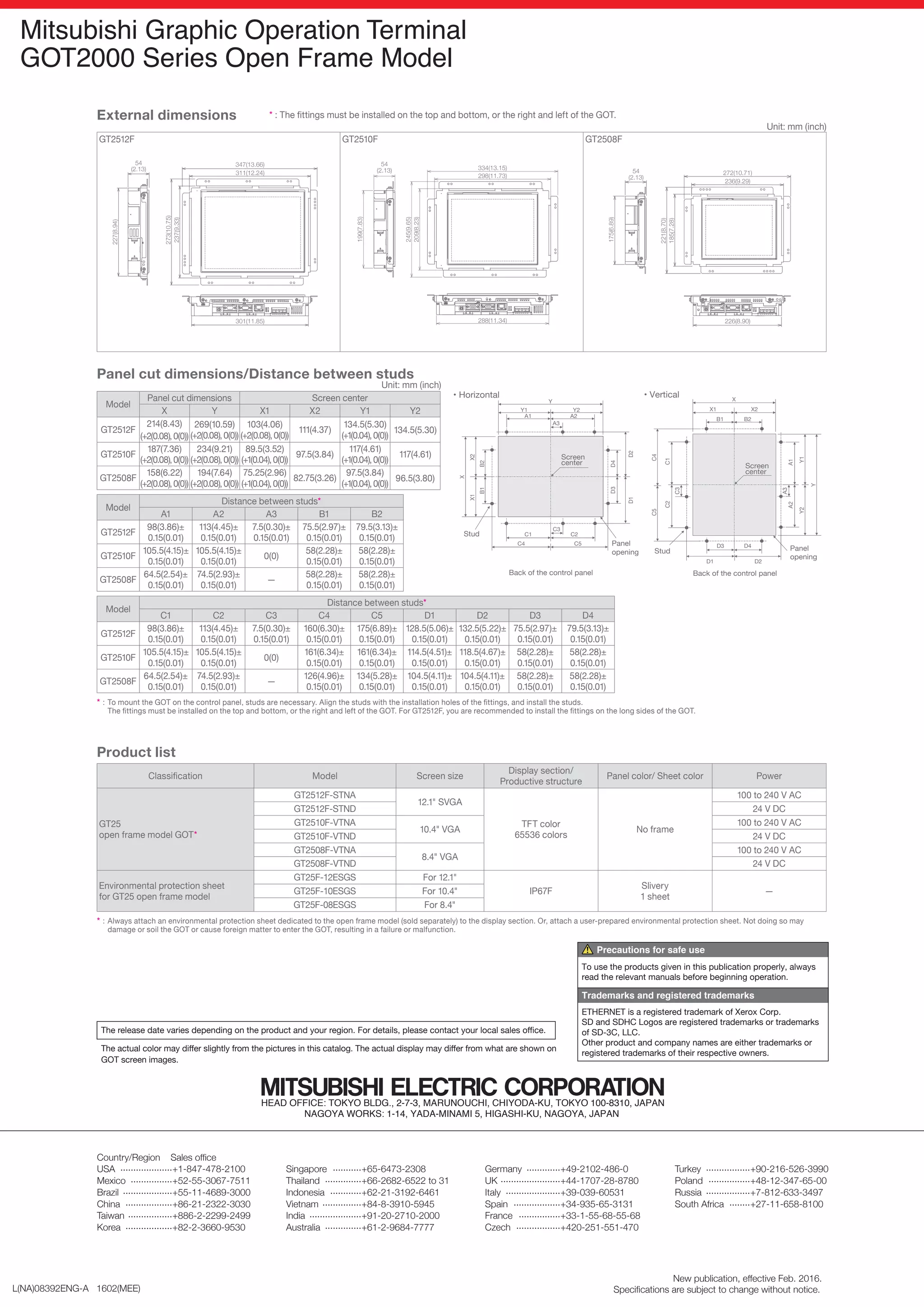 Mitsubishi graphic operation terminal got2000 series open frame model ...