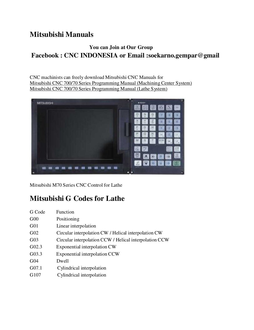 Mitsubishi manuals
