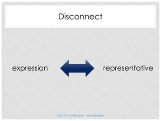 frog 13 - kmittlboeck - mentalization
Disconnect
representativeexpression
 