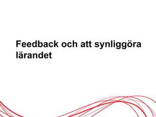 Feedback och att synliggöra
lärandet
 