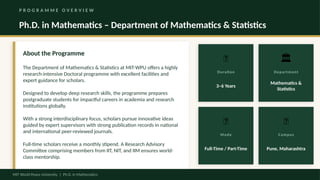 Mit Math Phd Best PhD Mathematics College In Pune,India | PPTX