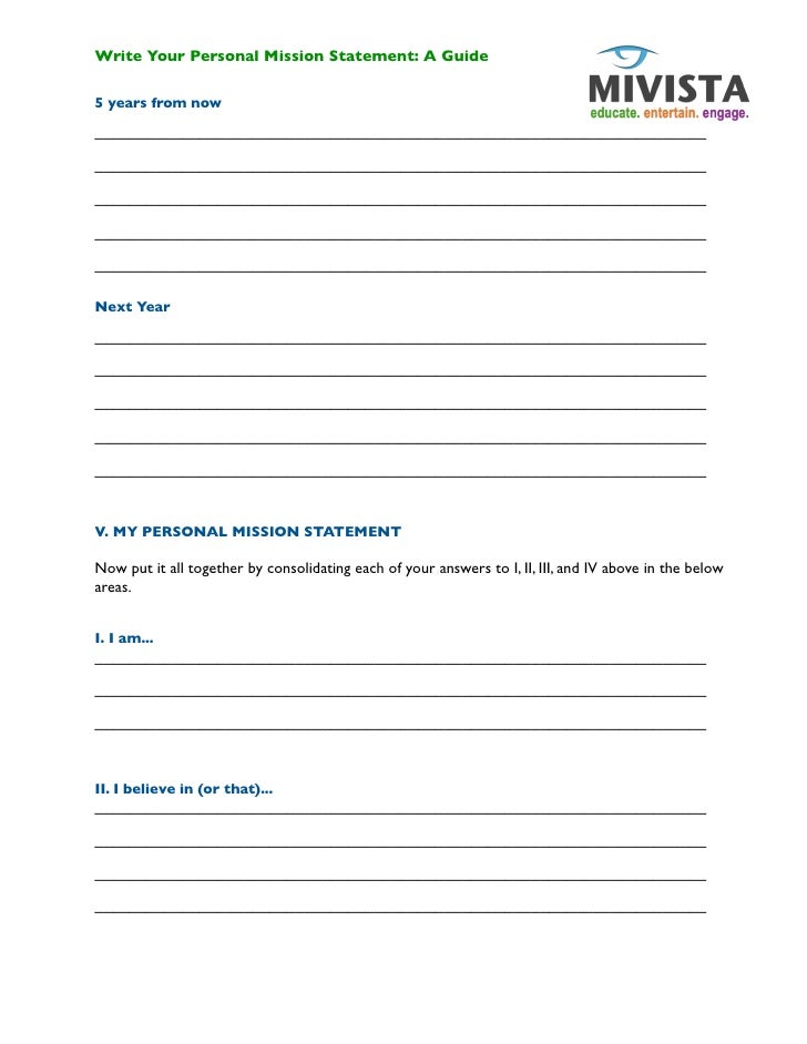 developing a personal mission statement