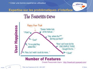 Expertise sur les problématiques d’interface Créer une bonne expérience utilisateur simple Create Passionate Users :  http://headrush.typepad.com/ 