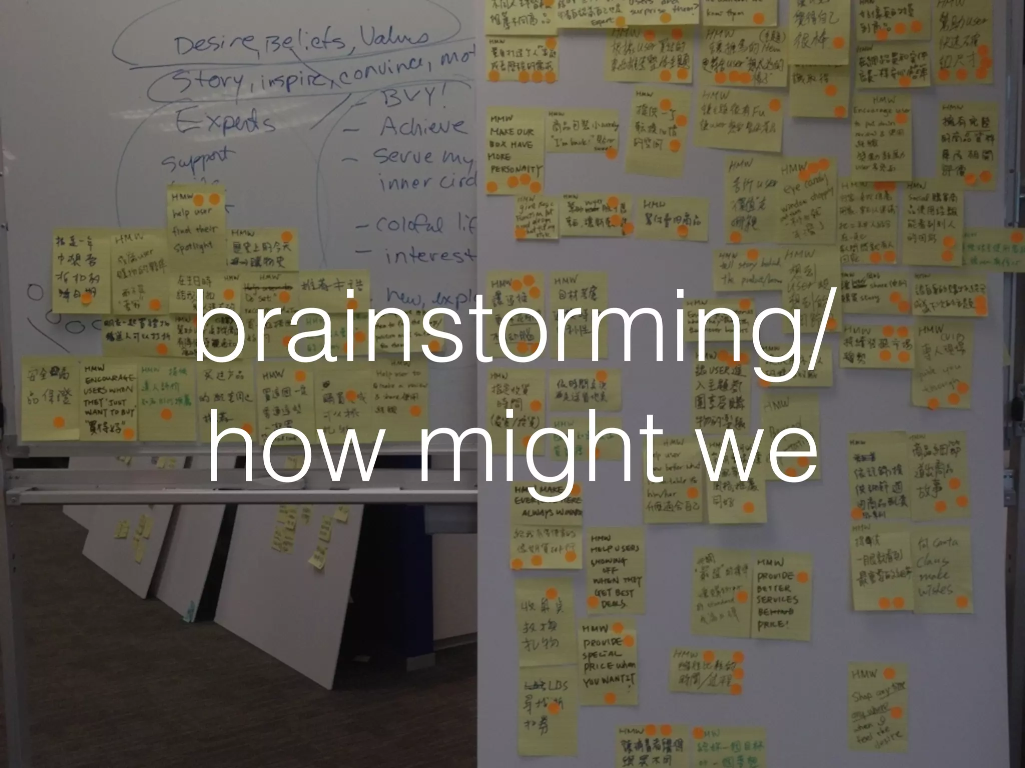 brainstorming/
how might we
 