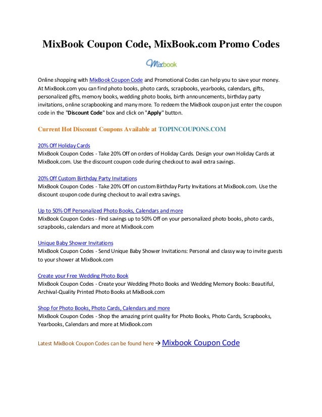 mixbook coupon code