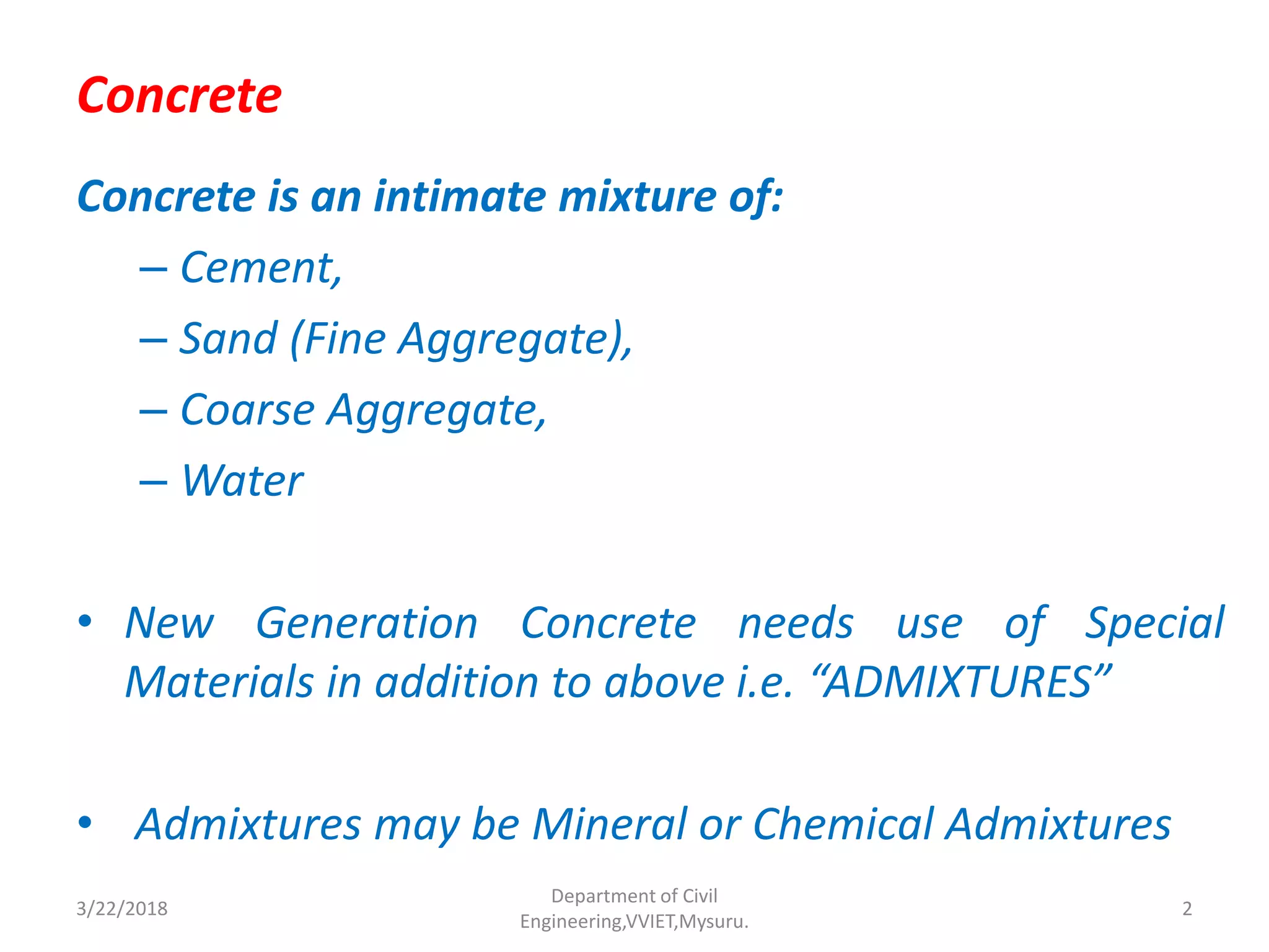 Concrete Mix design as per IS 102622009 by Dr.Vinay Kumar B M PPT