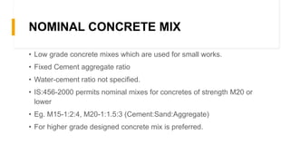 Mix design for concrete