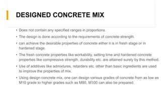 Mix design for concrete