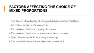 Mix design for concrete