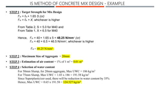Mix design for concrete