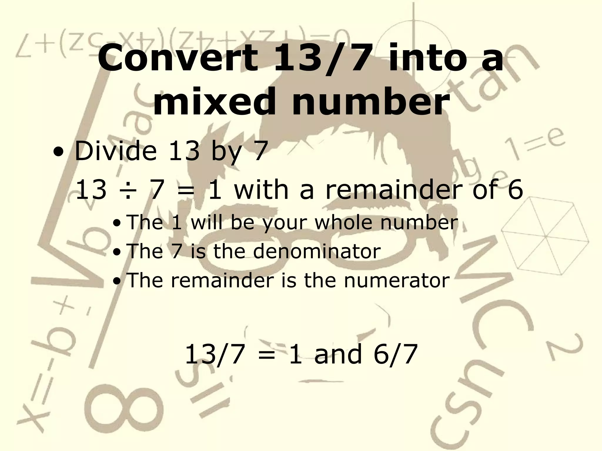 Mixed Numbers To Improper | PPT