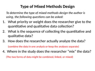 Designing Mixed Methods Research Design. | PPTX