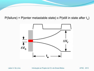 Introdução ao Projeto de CI´s de Sinais MistosJader A. De Lima UFSC, 2013
P(failure) = P(enter metastable state) x P(still in state after tw)
 