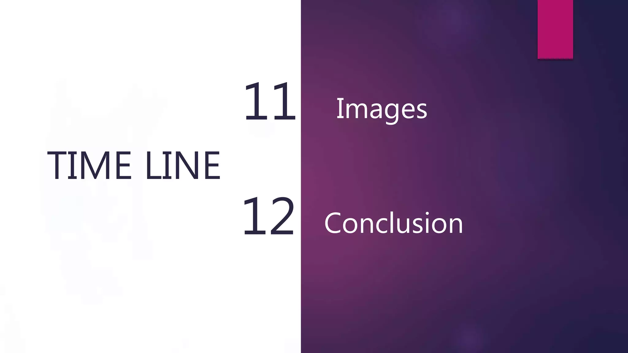 11
12
TIME LINE
Conclusion
Images
 