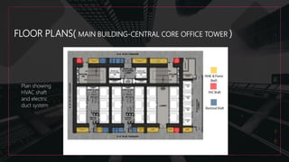 FLOOR PLANS( MAIN BUILDING-CENTRAL CORE OFFICE TOWER )
Plan showing
HVAC shaft
and electric
duct system
 