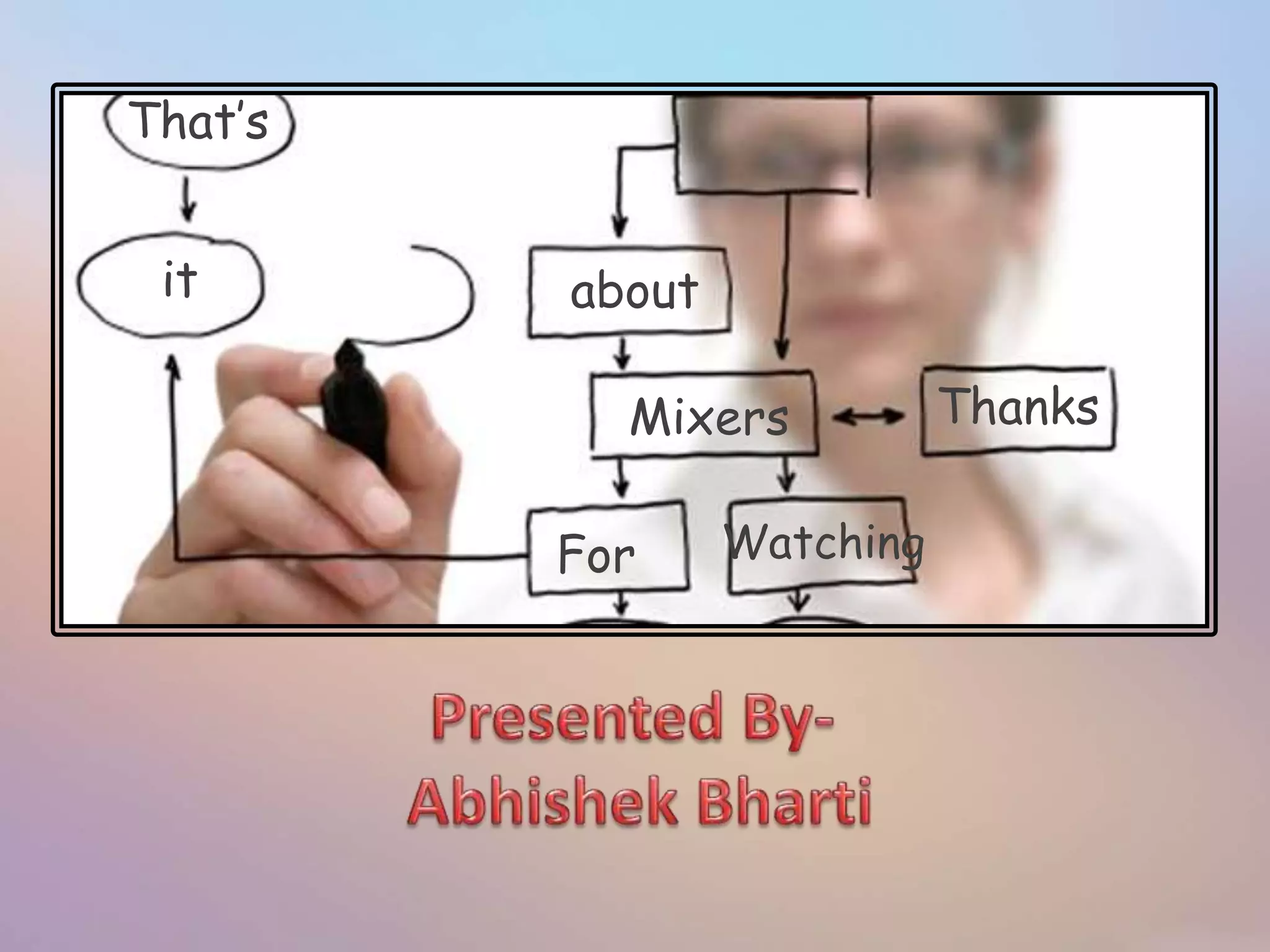 That’s 
it 
Thanks 
about 
Mixers 
For Watching 
