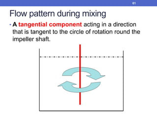 Flow pattern during mixing
• A tangential component acting in a direction
that is tangent to the circle of rotation round the
impeller shaft.
61
 