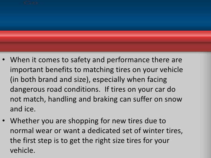 Mixing Tires and Matching Sizes