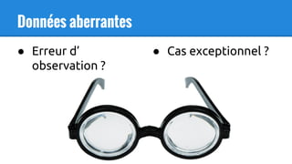 Données aberrantes
● Erreur d’
observation ?
● Cas exceptionnel ?
 