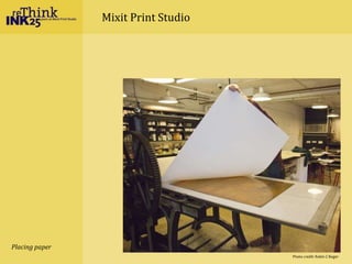 Mixit Print Studio
Placing paper
Photo credit: Robin Z Boger
 