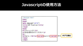 Javascriptの使用方法
タグで囲む
 