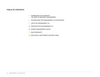 TABLE OF CONTENTS


                               3	HARNESSING THE POWER OF
                                  THE WEB TO ...