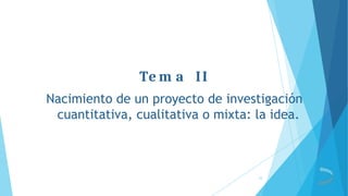 Te m a II
Nacimiento de un proyecto de investigación
cuantitativa, cualitativa o mixta: la idea.
24
 