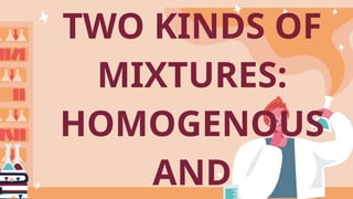 TWO KINDS OF
MIXTURES:
HOMOGENOUS
AND
 