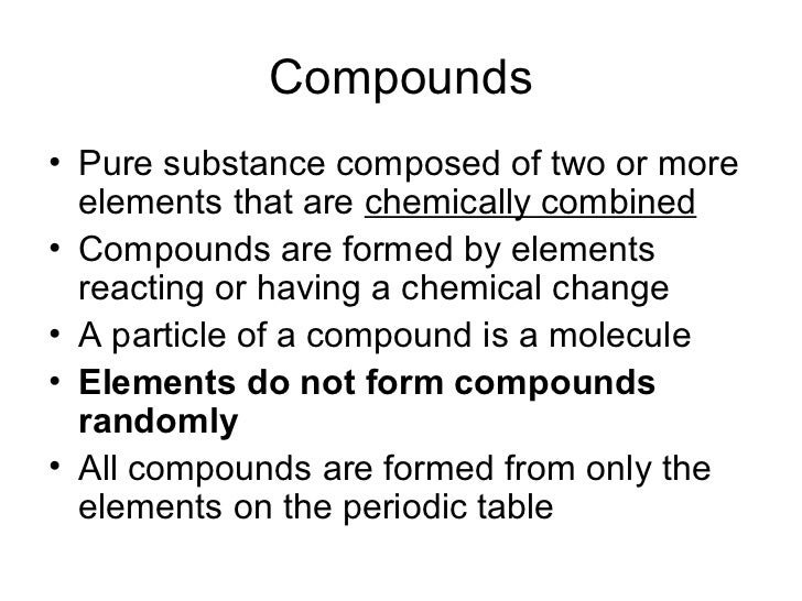 Is sodium chloride an element, a mixture or a compound?