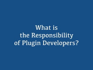 What is the Responsibility of Plugin Developers?