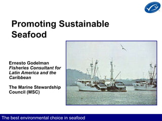 The best environmental choice in seafood Promoting Sustainable Seafood Ernesto Godelman Fisheries Consultant for Latin America and the Caribbean The Marine Stewardship Council (MSC)                                  