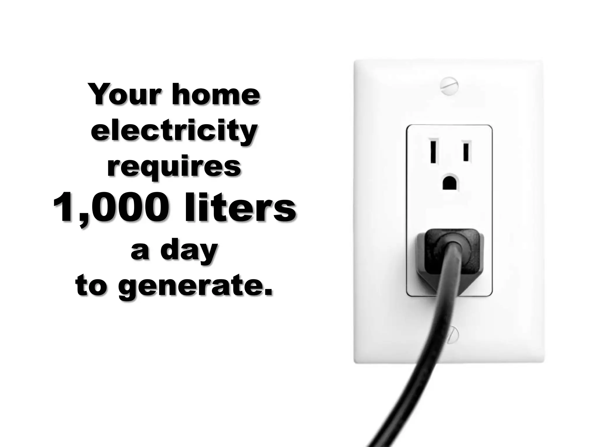 Your home
 electricity
  requires
1,000 liters
     a day
 to generate.
 